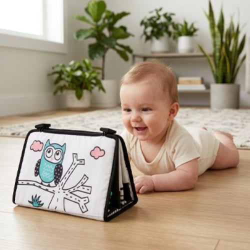 Livre bébé en tissus hibou enfant sourit