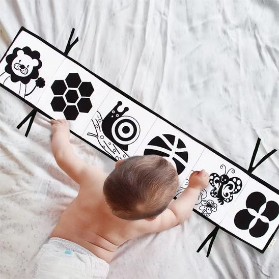 livre pour enfant noir blanc avec bébé