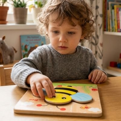 Puzzle enfant joue seul semble confortable