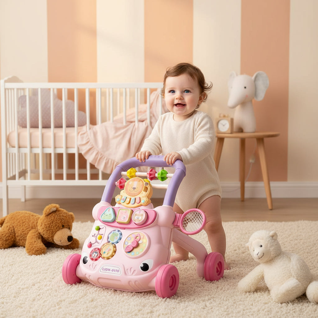trotteur bébé | Ultra-Sécurisé Rose Bonbon