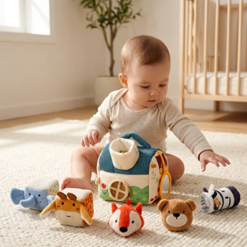 Cube d'activité bébé essaie prendre jouet