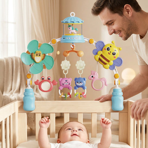 arche d'éveil musical bleu papa et bébé