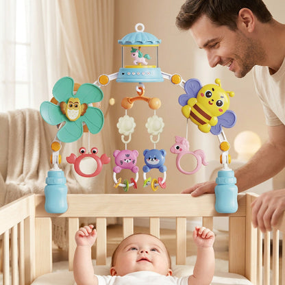 arche d'éveil musical bleu papa et bébé