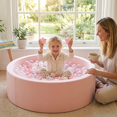 Balle piscine a balle blanche rose maman