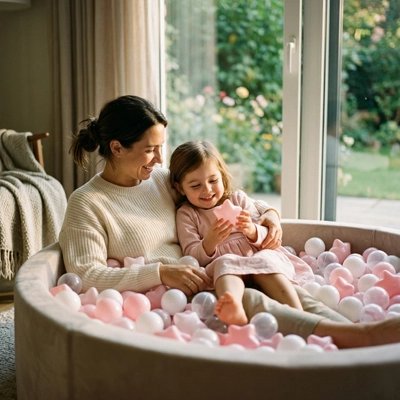 Balle piscine a balle maman et enfant dedans