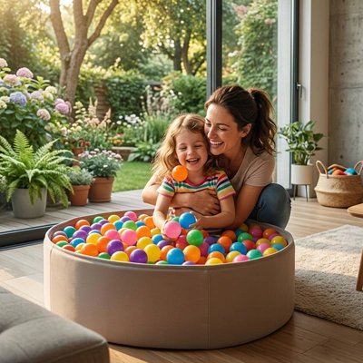 Balle piscine a balle multicolore maman enfant