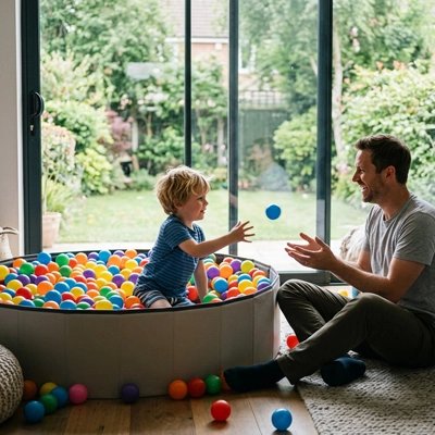 Balle piscine a balle vert orange enfant papa