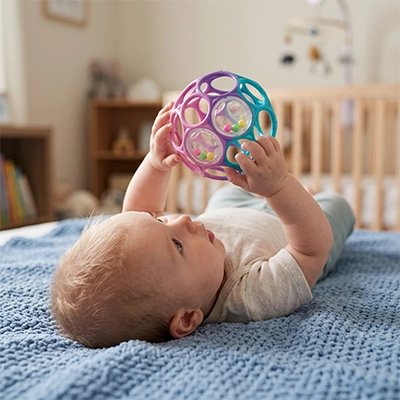 Balle sensorielle bébé couché jouet dans les mains