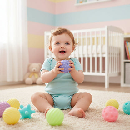 balle sensorielle bébé joue dans chambre