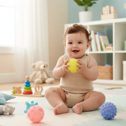 balle sensorielle jaune enfant joue