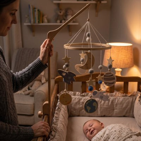  bébé endormie en fixant mobile bébé
