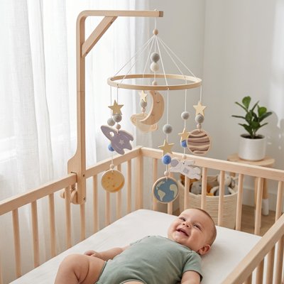 bebe sourit regardant mobile bebe 
