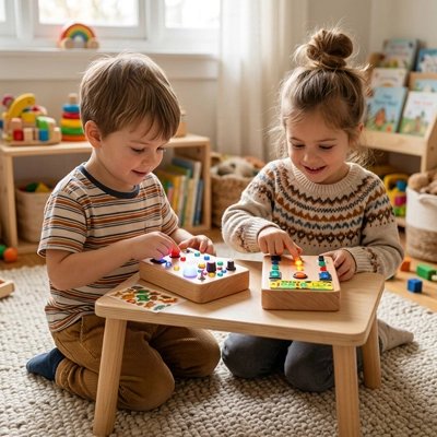 Busy board​ frère et soeur s'amusent ensemble