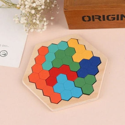 Casse tête en bois artisanal multicolore