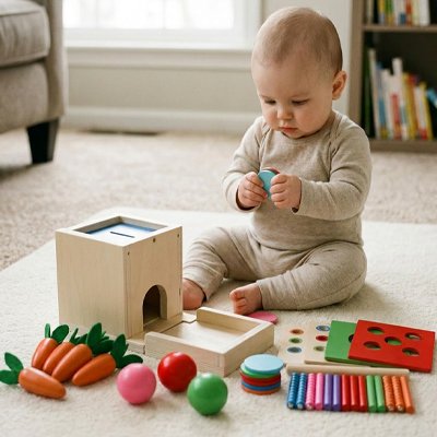 Cube d'activité bébé assit jouet par terre