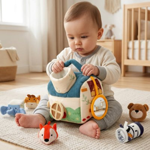 Cube d'activité bébé jouet dans la main