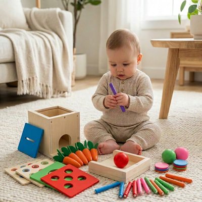Cube d'activité bébé jouet multicolore avec enfant