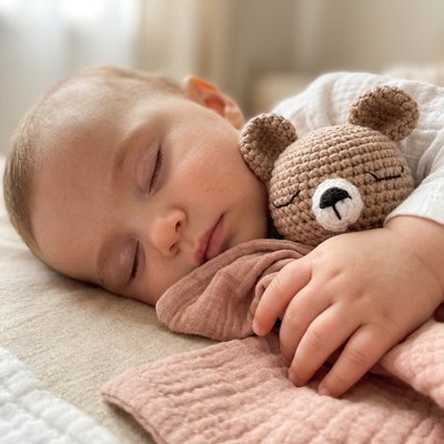 Doudou bebe dort avec ourson rose