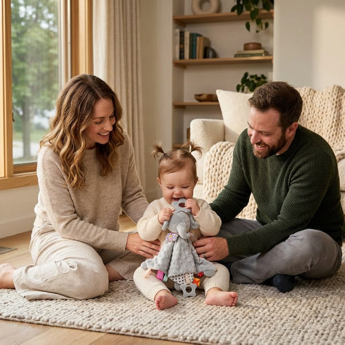 doudou bébé éléphant gris papa maman