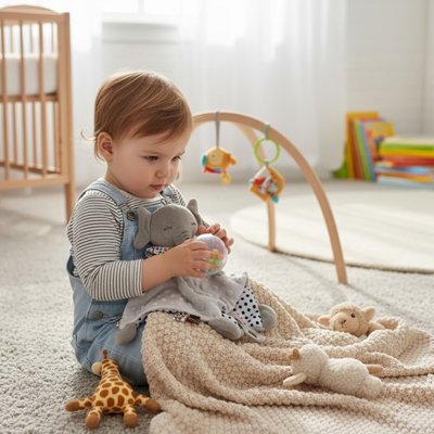 Doudou bebe fixant jouet elphant