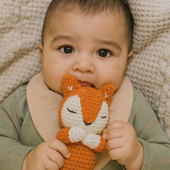 Doudou bebe renard orange