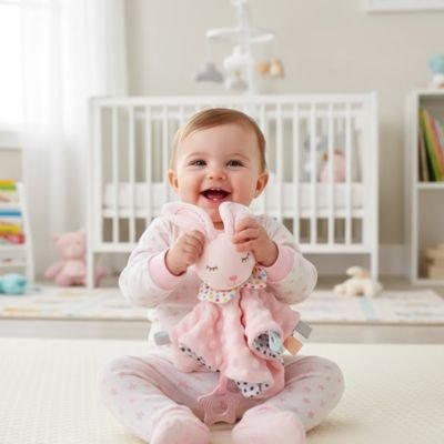 Doudou bebe rose avec bébé