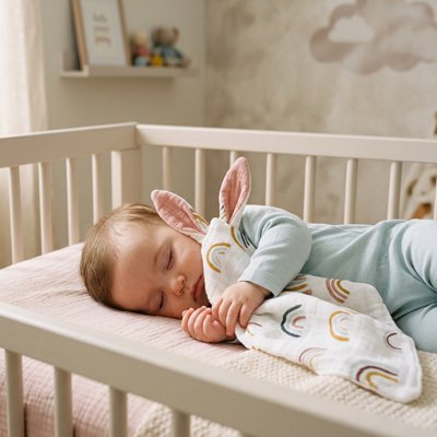 Doudou enfant endormie avec jouet