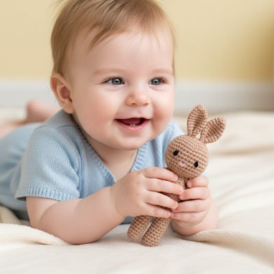 Doudou lapin brun 