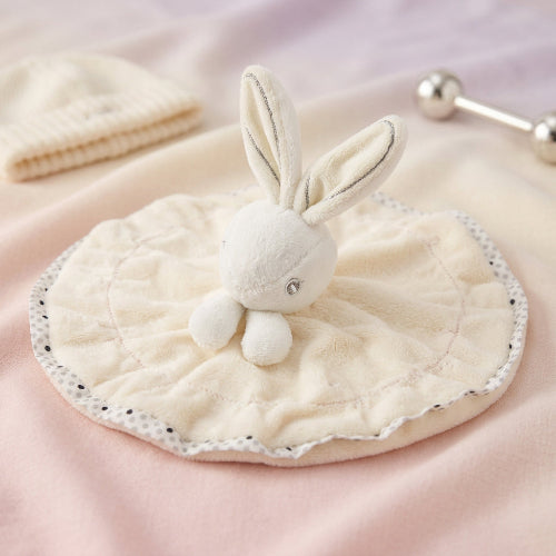 doudou lapin en peluche blanc