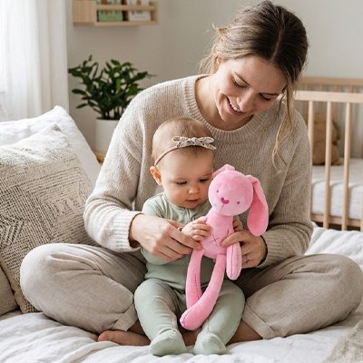 Doudou lapin maman bébé