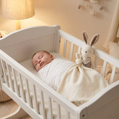 doudou lapin plat avec bébé