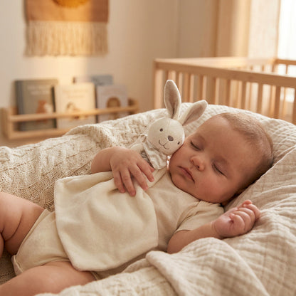 doudou lapin plat bébé endormie