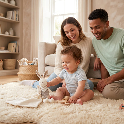 doudou lapin plat bébé papa et maman