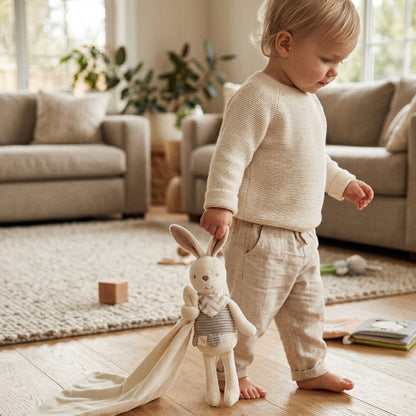 doudou lapin plat enfant debout