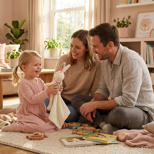 doudou lapin plat fillette papa maman