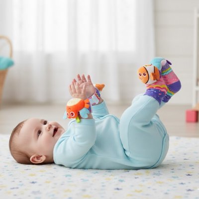 Hochet bebe bébé couché poignets pieds