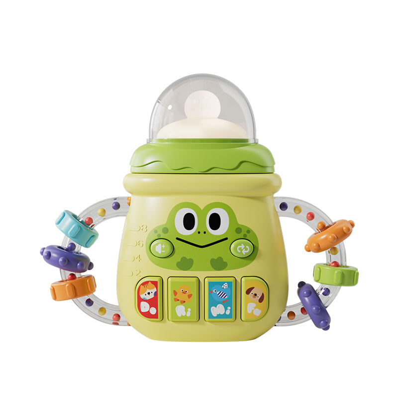 hochet bébé bouteille grenouille verte
