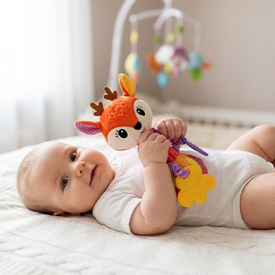 Hochet bebe enfant couché 