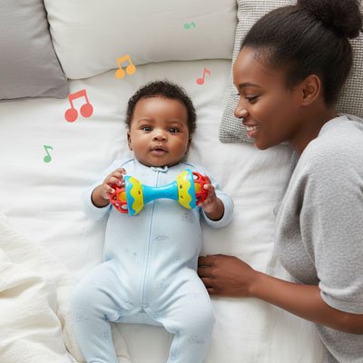 Hochet bebe maman regarde avec bebe