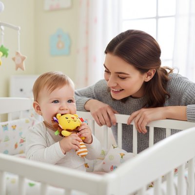 Hochet bebe maman regarde bébé