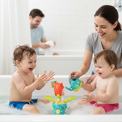 Jouet baignoire bebe maman et les enfants jouent