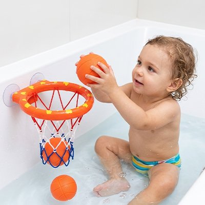 Jouet baignoire pour bebe panier basket fixé au mur avec ballon