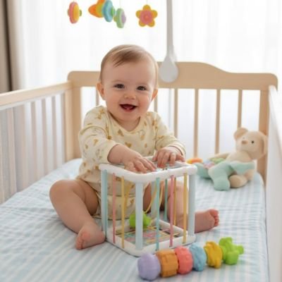 Jouet bebe 6 mois carré avec enfant