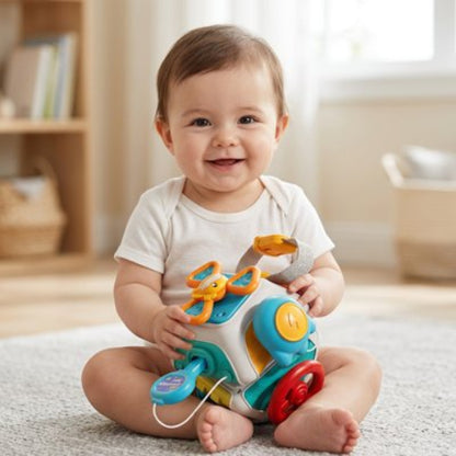 Jouet bébé assit souriant