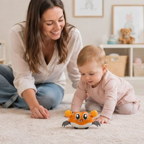 Jouet bébé crabe orange maman et bébé jouent