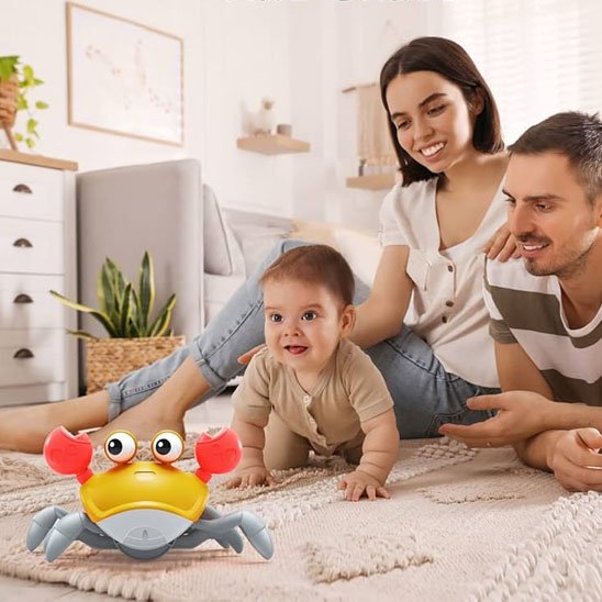 Jouet bebe eveil crabe jaune enfant avec maman