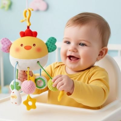 Jouet bebe eveil poussin avec enfant