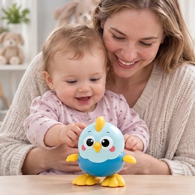 Jouet bebe maman enfant poussin bleu