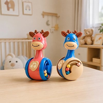 Jouet bebe rose bleu girafe