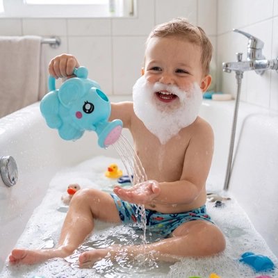 Jouet de bain ​éléphant bleu avec enfant